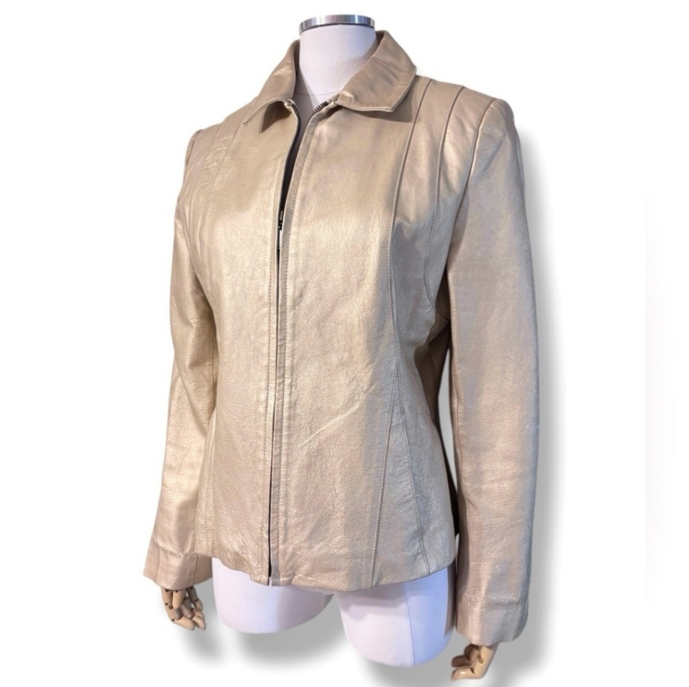 JOHN PAUL RICHARDS Metallic Champagne Light Gold Leather Jacket